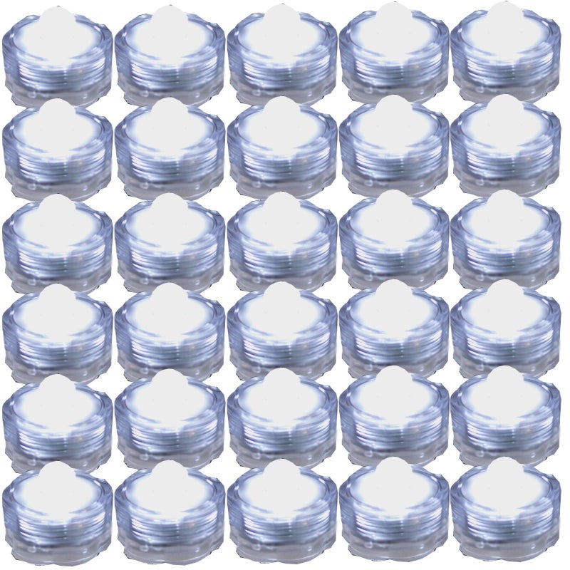 JYtrend Bright LED Floral Tea Light Submersible Lights for Party Wedding (White, 60 Pack) - Image 1